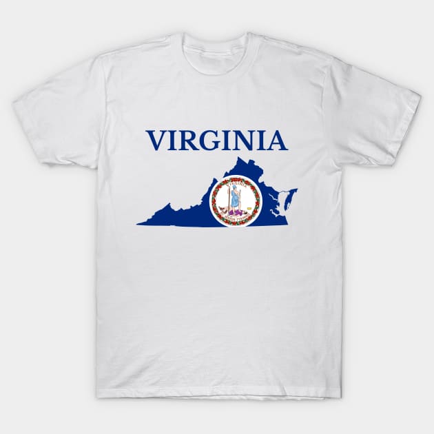 Virginia Flag Map T-Shirt by maro_00